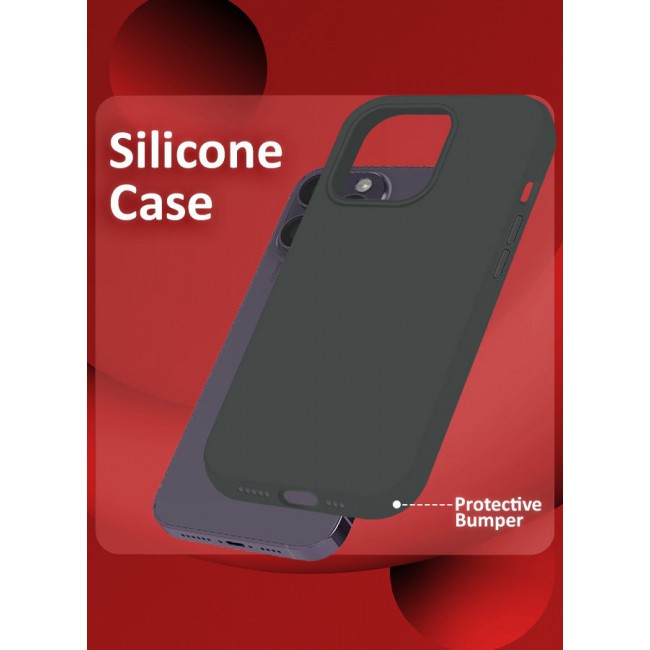 CATANES iPhone 14 Pro Max Case Silicone Case Full Body Protective Cover Shockproof Slim Phone Case Anti-Scratch Soft Microfiber Lining Grey