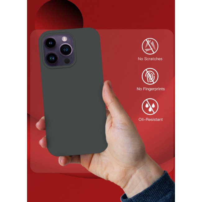 CATANES iPhone 14 Pro Max Case Silicone Case Full Body Protective Cover Shockproof Slim Phone Case Anti-Scratch Soft Microfiber Lining Grey