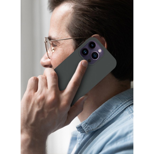 CATANES iPhone 14 Pro Max Case Silicone Case Full Body Protective Cover Shockproof Slim Phone Case Anti-Scratch Soft Microfiber Lining Grey