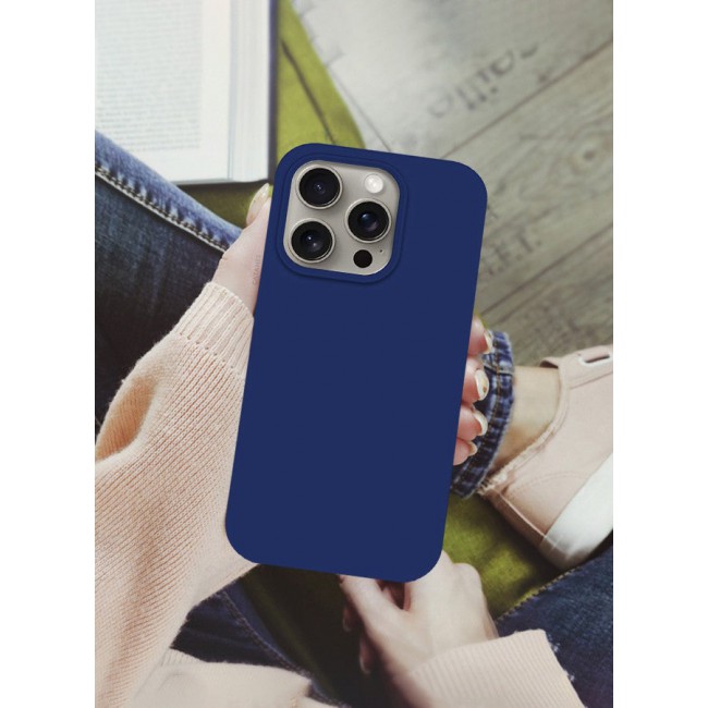 CATANES iPhone 15 Pro Case Silicone Case Full Body Protective Cover Shockproof Slim Phone Case Anti-Scratch Soft Microfiber Lining Blue