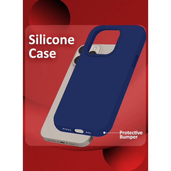 CATANES iPhone 15 Pro Case Silicone Case Full Body Protective Cover Shockproof Slim Phone Case Anti-Scratch Soft Microfiber Lining Blue