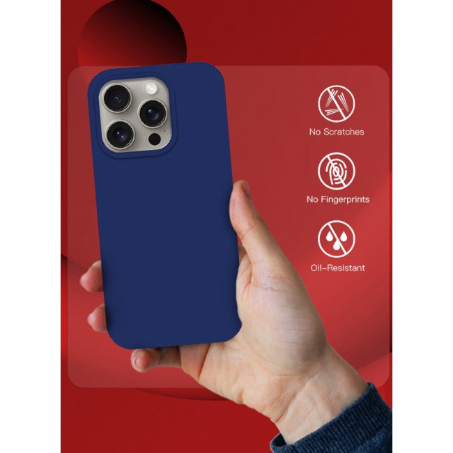 CATANES iPhone 15 Pro Case Silicone Case Full Body Protective Cover Shockproof Slim Phone Case Anti-Scratch Soft Microfiber Lining Blue