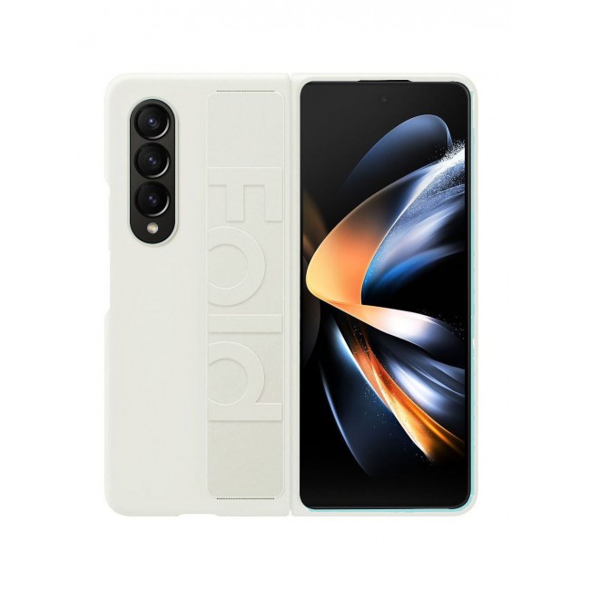 CATANES Samsung Galaxy Z Fold 4 Silicone Grip Cover Case with Wrist Strap White