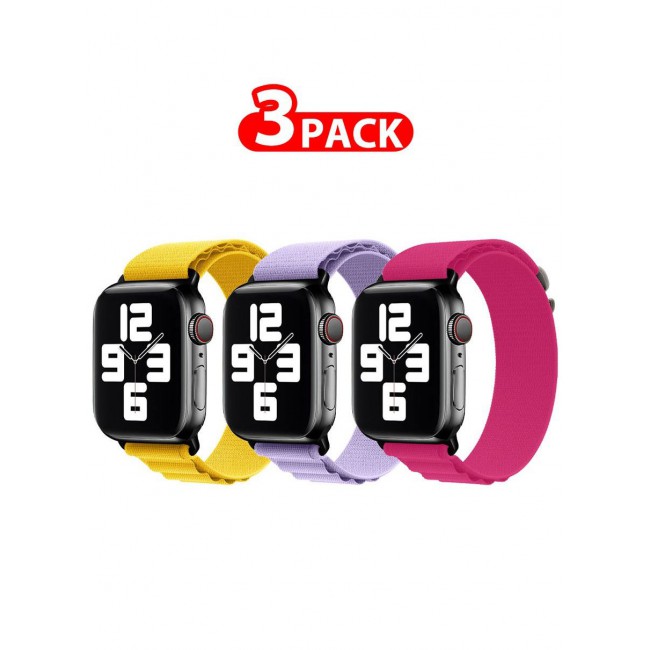 CATANES 3 Pack Of Apple Watch Alpine Loop Band 38mm 40mm 41mm Women Men Adjustable with Metal G-Hook Strap for iWatch Series 7/SE/6/5/4/3/2/1 Multicolour