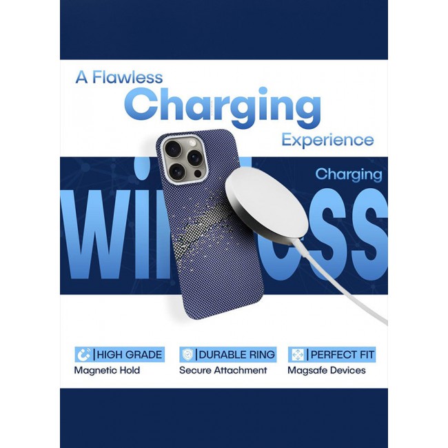 CATANES iPhone 15 Pro Case Cover with a Caseless Feel, Glow in The Dark, Aramid Fiber Woven / X Aries - Milky Way Blue