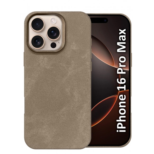 CATANES iPhone 16 Pro Max Alcantara Case Cover Premium Quality Luxurious Soft Touch Protection with Metal Camera Frame - Desert Titanium