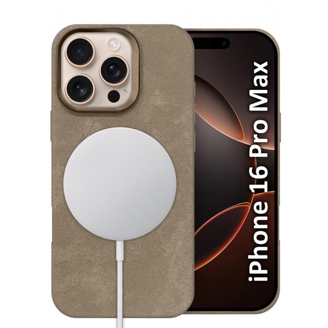 CATANES iPhone 16 Pro Max Alcantara Case Cover Premium Quality Luxurious Soft Touch Protection with Metal Camera Frame - Desert Titanium