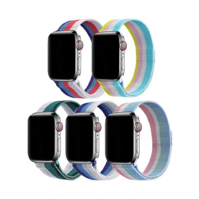 CATANES 5Pack Apple Watch 45mm 44mm 42mm Milanese Mesh Stainless Steel Magnetic Closure Band Compatible with iWatch Series 7/SE/6/5/4/3/2/1