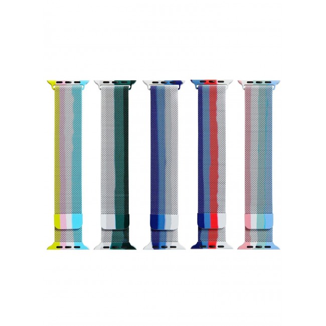 CATANES 5Pack Apple Watch 45mm 44mm 42mm Milanese Mesh Stainless Steel Magnetic Closure Band Compatible with iWatch Series 7/SE/6/5/4/3/2/1