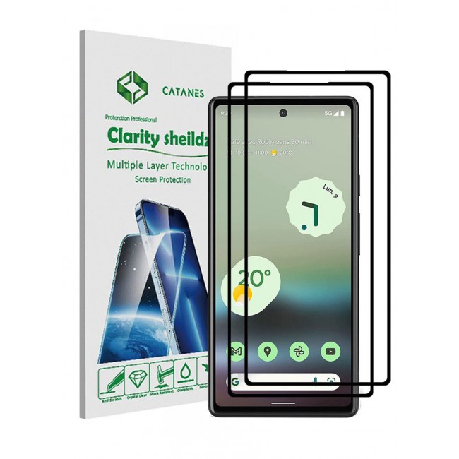CATANES 2 Pack Google Pixel 7a Tempered Glass Screen Protector Full Glue Back
