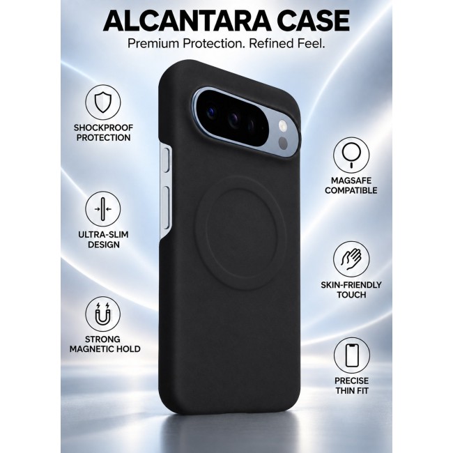 CATANES 2 Pack Premium Alcantara Case for Google Pixel 10 Pro Magnetic Shockproof Slim Cover - Black