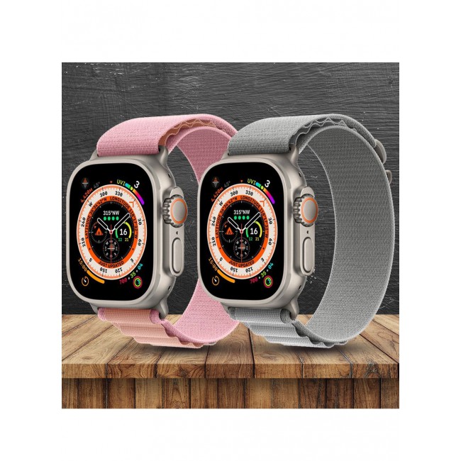 CATANES 2 Pack For Apple Watch Band 49mm 45mm 44mm 42mm Alpine Loop Band Women Men Adjustable with Metal G-Hook Strap for iWatch Ultra Series SE 8/7/6/5/4/3/2/1 Grey/Pink