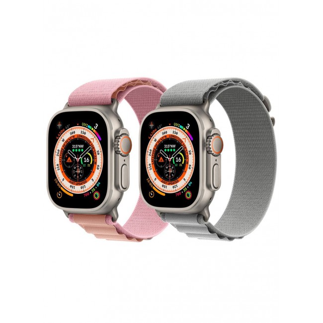 CATANES 2 Pack For Apple Watch Band 49mm 45mm 44mm 42mm Alpine Loop Band Women Men Adjustable with Metal G-Hook Strap for iWatch Ultra Series SE 8/7/6/5/4/3/2/1 Grey/Pink