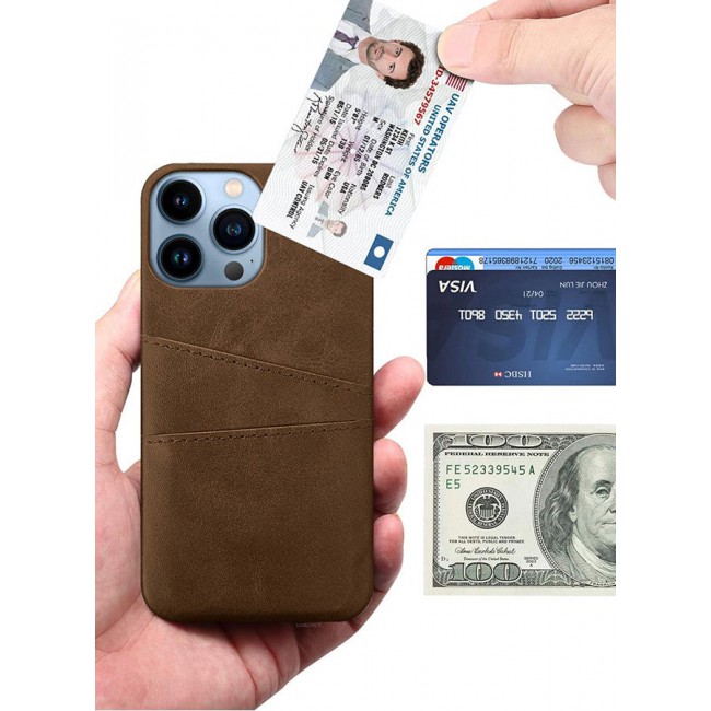 CATANES iPhone 13 Pro Max 2Packs Case Cover Leather with Card Holder for Men Women Phone Case with 3D Screen Protector - Brown