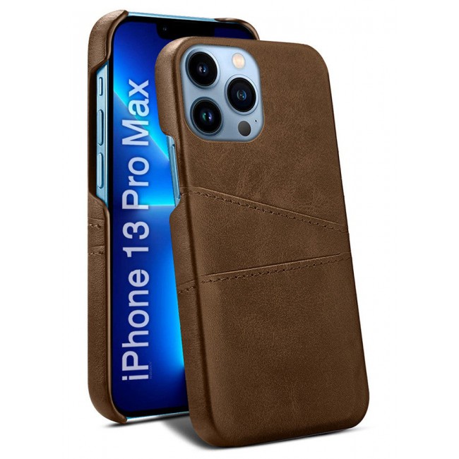 CATANES iPhone 13 Pro Max 2Packs Case Cover Leather with Card Holder for Men Women Phone Case with 3D Screen Protector - Brown