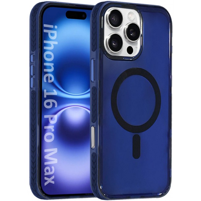 CATANES (for iPhone 16 Pro Max) Hard PC Magsafe Case Cover Polycarbonate Magnetic Strong Shockproof Protective Case Cover Transparent - Blue Color
