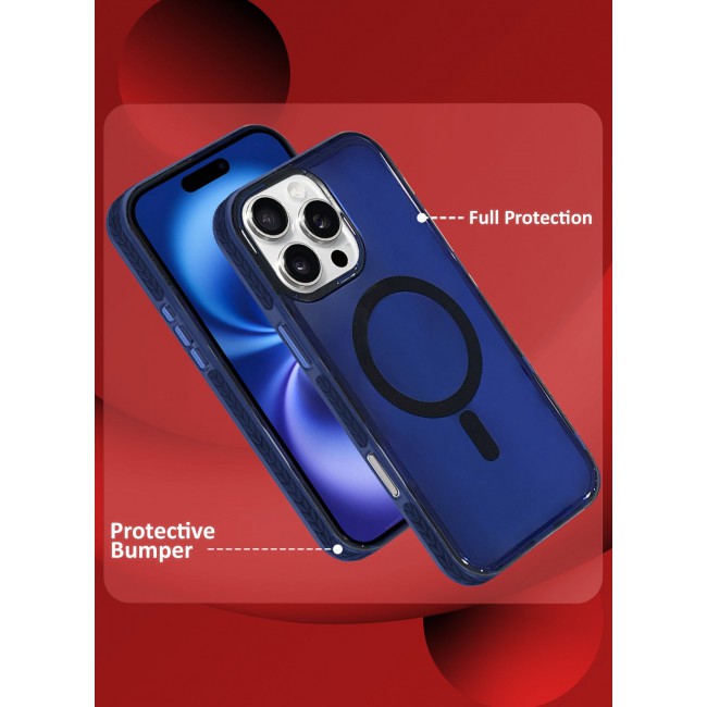 CATANES (for iPhone 16 Pro Max) Hard PC Magsafe Case Cover Polycarbonate Magnetic Strong Shockproof Protective Case Cover Transparent - Blue Color