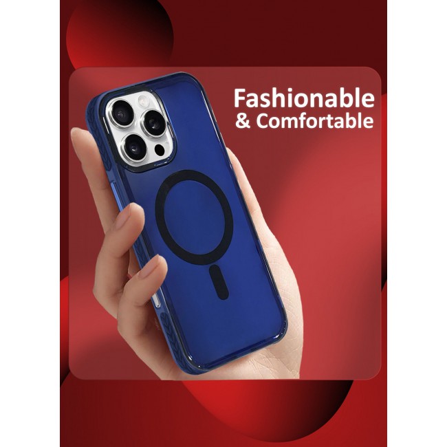 CATANES (for iPhone 16 Pro Max) Hard PC Magsafe Case Cover Polycarbonate Magnetic Strong Shockproof Protective Case Cover Transparent - Blue Color