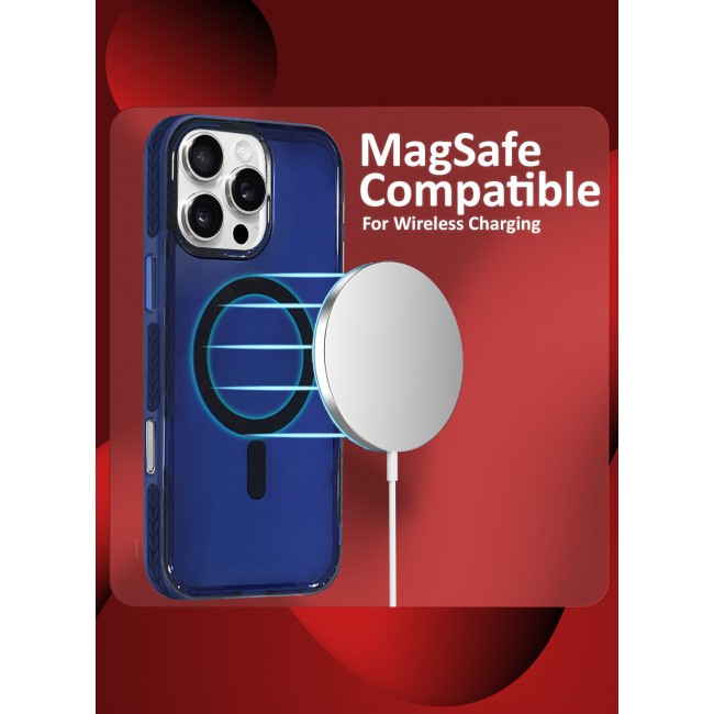 CATANES (for iPhone 16 Pro Max) Hard PC Magsafe Case Cover Polycarbonate Magnetic Strong Shockproof Protective Case Cover Transparent - Blue Color