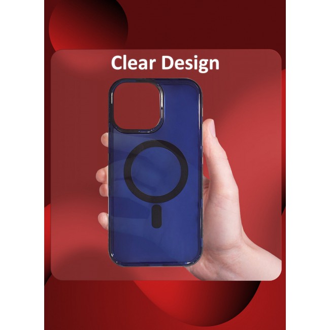 CATANES (for iPhone 16 Pro Max) Hard PC Magsafe Case Cover Polycarbonate Magnetic Strong Shockproof Protective Case Cover Transparent - Blue Color
