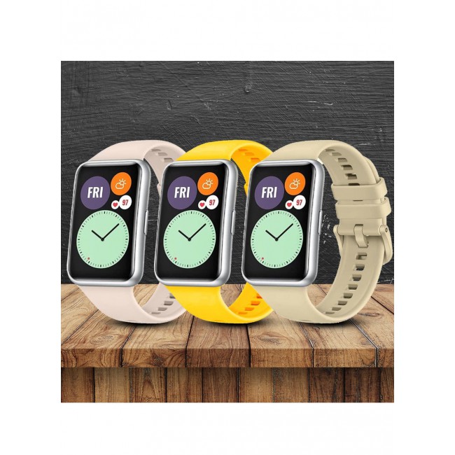 CATANES 3 Pack For Huawei Watch Fit 2 Silicone Bracelet Replacement Strap Multicolour 3(Only Compatible with Huawei Watch Fit 2)