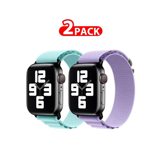 CATANES 2 Pack Of Apple Watch Alpine Loop Band 38mm 40mm 41mm Women Men Adjustable with Metal G-Hook Strap for iWatch Series 7/SE/6/5/4/3/2/1 Light Blue/Purple