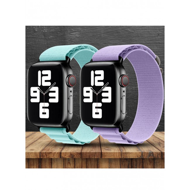 CATANES 2 Pack Of Apple Watch Alpine Loop Band 38mm 40mm 41mm Women Men Adjustable with Metal G-Hook Strap for iWatch Series 7/SE/6/5/4/3/2/1 Light Blue/Purple