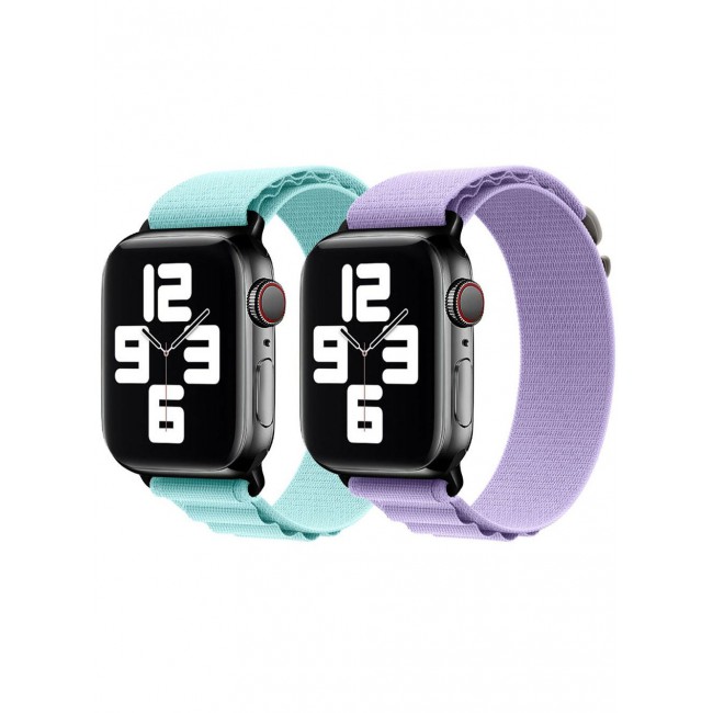 CATANES 2 Pack Of Apple Watch Alpine Loop Band 38mm 40mm 41mm Women Men Adjustable with Metal G-Hook Strap for iWatch Series 7/SE/6/5/4/3/2/1 Light Blue/Purple