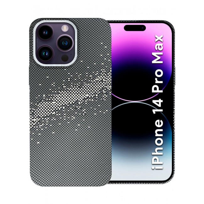 CATANES iPhone 14 Pro Max Case Cover with a Caseless Feel, Glow in The Dark, Aramid Fiber Woven / X Aries - Milky Way Grey