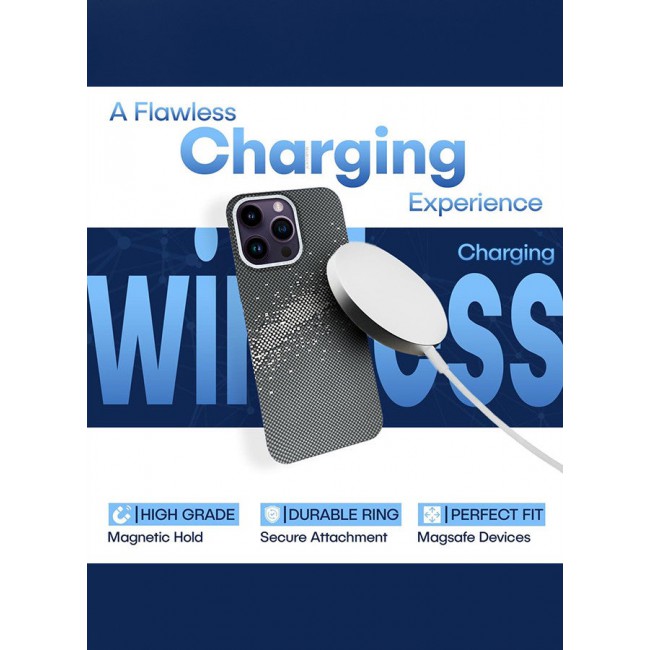 CATANES iPhone 14 Pro Max Case Cover with a Caseless Feel, Glow in The Dark, Aramid Fiber Woven / X Aries - Milky Way Grey