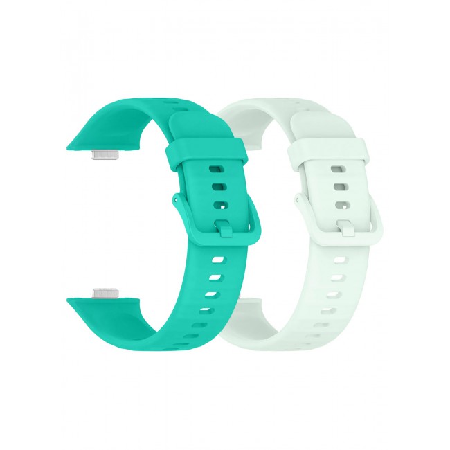 CATANES 2Packs Wristband for Huawei Watch Fit 3/Fit 4/Fit 4 Pro Bands, Silicone Bracelet Quick Release Arm Band, Replacement Smartwatch Band Quick Release Sport Straps - Aqua Pale Green