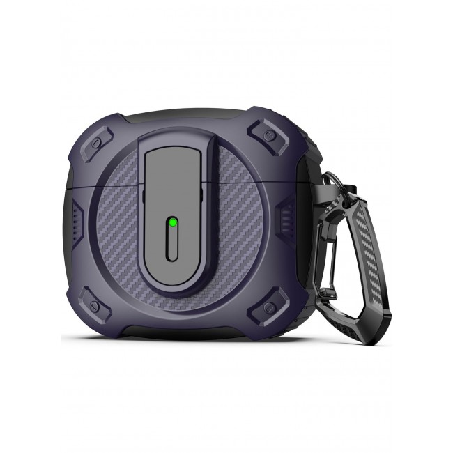CATANES Airpods 4 Case Hard Shell Protective Armor LED Visible Wireless Charging Case Cover with Lock - Dark Purple