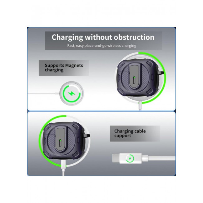 CATANES Airpods 4 Case Hard Shell Protective Armor LED Visible Wireless Charging Case Cover with Lock - Dark Purple