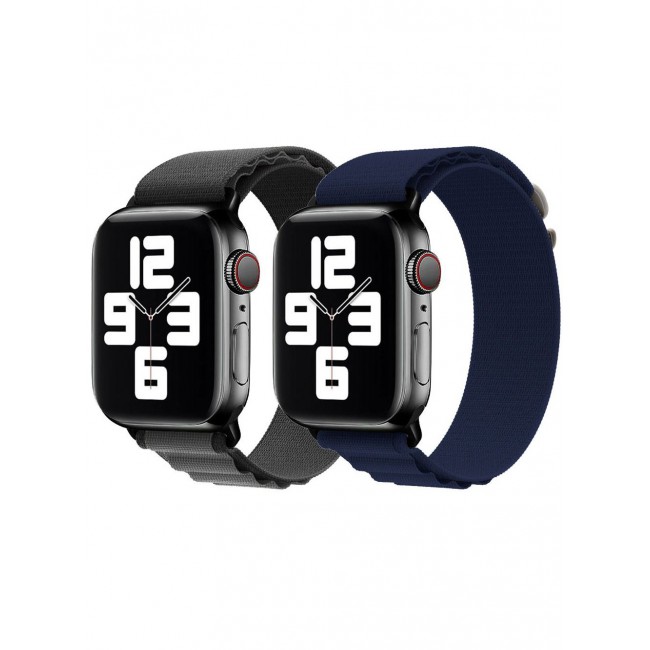 CATANES 2 Pack Of Apple Watch Alpine Loop Band 38mm 40mm 41mm Women Men Adjustable with Metal G-Hook Strap for iWatch Series 7/SE/6/5/4/3/2/1 Black Grey/Dark Blue
