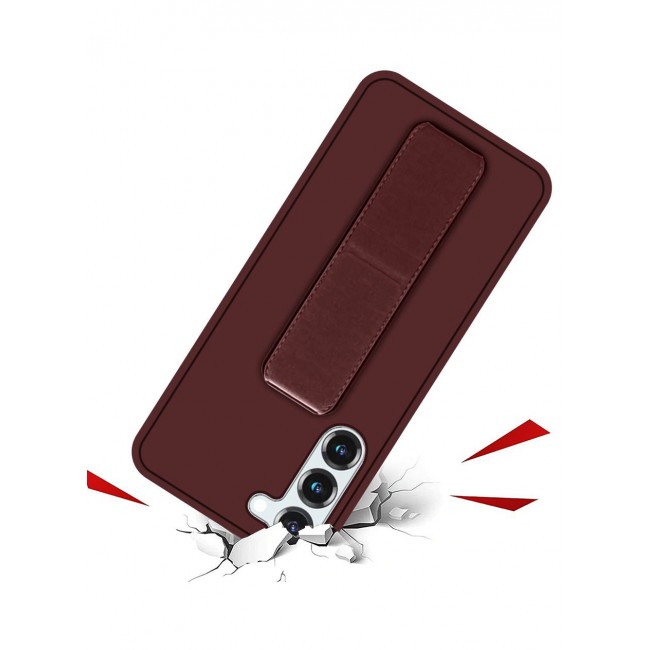 CATANES Samsung Galaxy S23 Grip Case Magnetic Kickstand Cover with Foldable Hand Strap Maroon