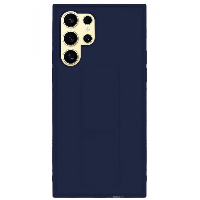 CATANES Samsung Galaxy S24 Ultra Case Magnetic Stand and Holder Premium Silicone Vertical and Horizontal Hand Strap Grip Multi Stand Car Mount Kickstand Case Finger Strap Cover Blue