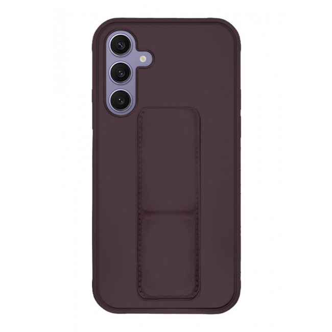 CATANES Samsung Galaxy S24 Plus Case Magnetic Stand and Holder Premium Silicone Vertical and Horizontal Hand Strap Grip Multi Stand Car Mount Kickstand Case Finger Strap Cover Merlot