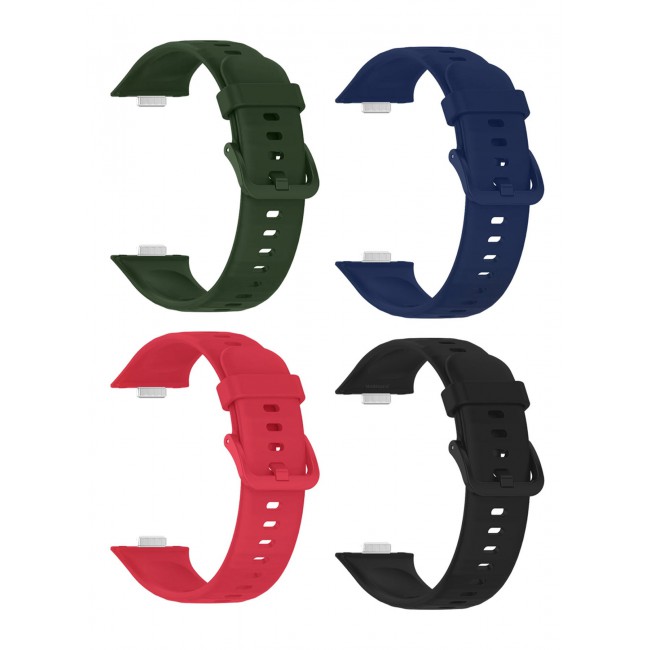 CATANES 4Packs Wristband for Huawei Watch Fit 3/Fit 4/Fit 4 Pro Bands, Silicone Bracelet Quick Release Arm Band, Replacement Smartwatch Band Quick Release Sport Straps - 4 Colours