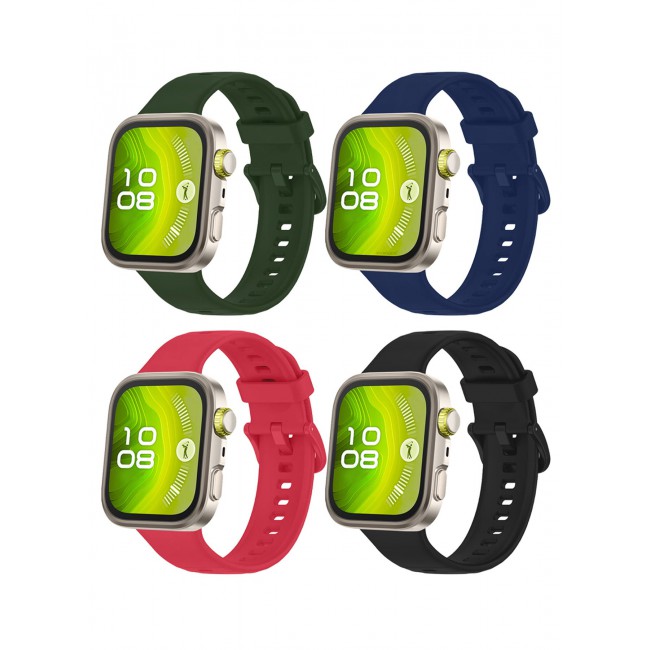 CATANES 4Packs Wristband for Huawei Watch Fit 3/Fit 4/Fit 4 Pro Bands, Silicone Bracelet Quick Release Arm Band, Replacement Smartwatch Band Quick Release Sport Straps - 4 Colours