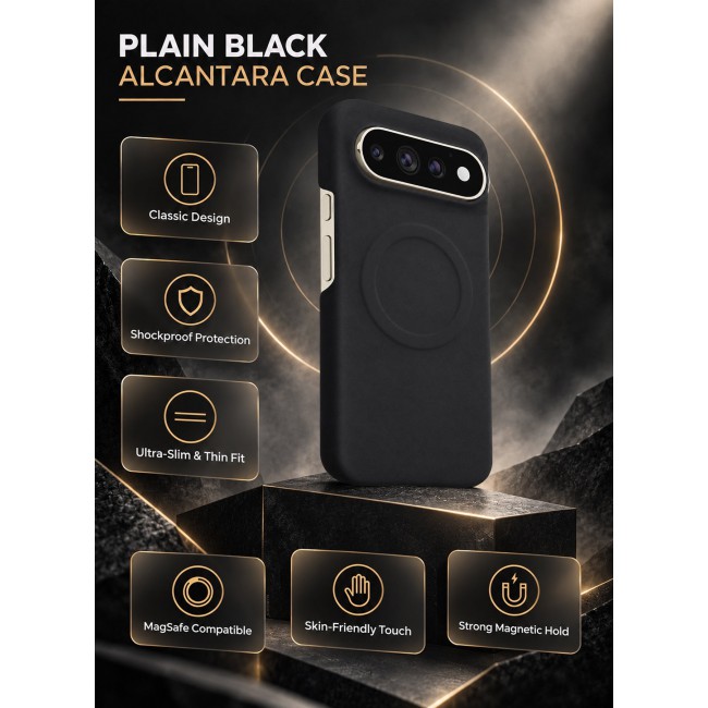 CATANES Premium Alcantara Case for Google Pixel 11 Pro Magnetic Shockproof Slim Cover - Black