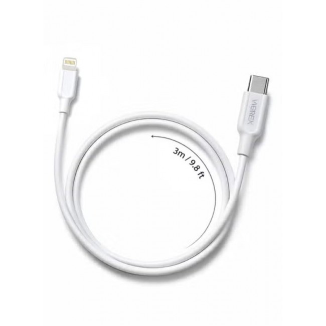 Vierex VC-3 Type-C to Lightning Fast Charging Data Cable 20W Power Delivery USB C to iPhone Charger Cable, 3M