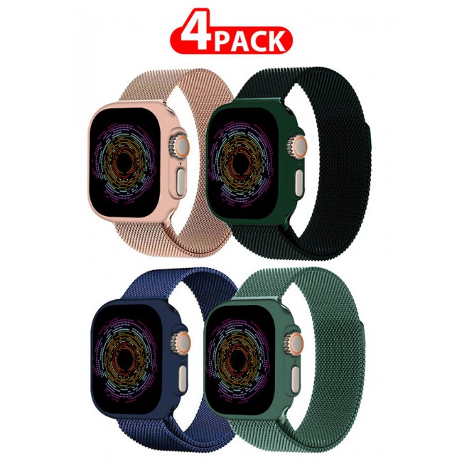 CATANES 4 Pack Stainless Steel Milanese Loop Compatible with Apple Watch Band 42mm 44mm 45mm 49mm men and women Mesh Loop Magnetic Clasp Replacement for iWatch Bands Ultra2/Ultra/Series 9 8 7 SE 6 5 4 3 2 1