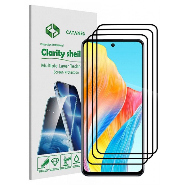 CATANES 3 Pack For Oppo F23 5G Screen Protector Tempered Glass Full Glue Back