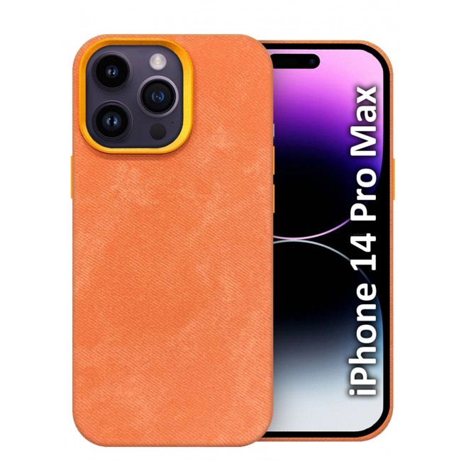 CATANES iPhone 14 Pro Max Alcantara Case Cover Premium Quality Luxurious Soft Touch Protection with Metal Camera Frame - Orange