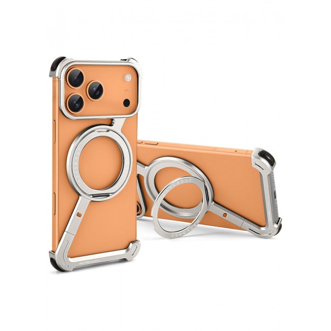 CATANES Magnetic Case Cover for iPhone 17 Pro - 360Â° Rotation Kickstand Aluminum Metal Frameless Design Protective Shock Grade Shell - Silver