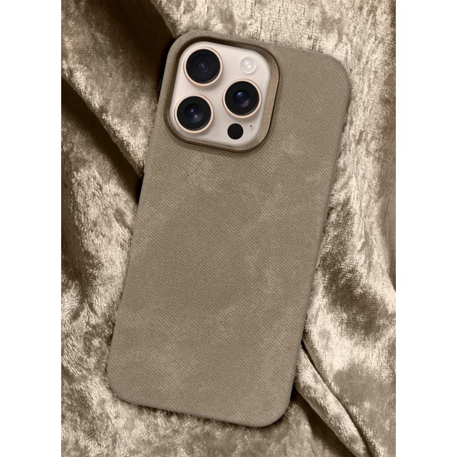 CATANES 2Packs iPhone 16 Pro Max Alcantara Case Cover Premium Quality Luxurious Soft Touch Protection with Metal Camera Frame with a 3D Screen Protector - Desert Titanium