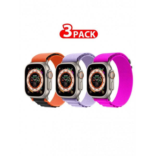 CATANES 3 Pack For Apple Watch Band 49mm 45mm 44mm 42mm Alpine Loop Band Women Men Adjustable with Metal G-Hook Strap for iWatch Ultra Series SE 8/7/6/5/4/3/2/1 Multicolour