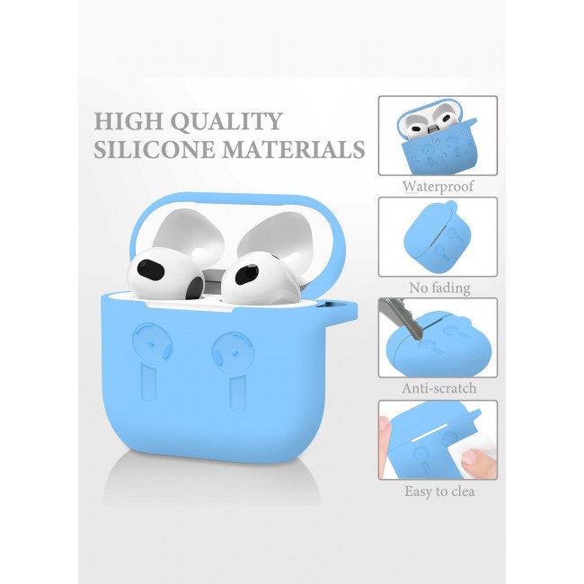 CATANES ( for Airpods 4 2024 ) Case Soft Silicone Elegant Cover with Keychain / Sky Blue Color