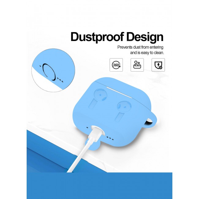 CATANES ( for Airpods 4 2024 ) Case Soft Silicone Elegant Cover with Keychain / Sky Blue Color