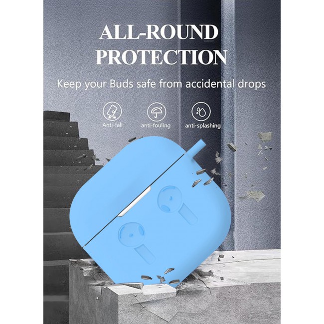 CATANES ( for Airpods 4 2024 ) Case Soft Silicone Elegant Cover with Keychain / Sky Blue Color